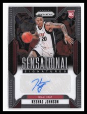 2024-25 Panini Prizm Sensational Signatures #SS-KSJ Keshad Johnson Heat RC QW 1