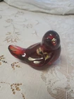 Fenton Ruby Red Song Bird 5363 AF Hand Painted Flowers Signed