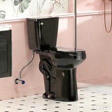 21" Tall Two Piece Toilets for Seniors Elongated Bowl Soft-Close Seat Black