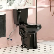21" Tall Two Piece Toilets for Seniors Elongated Bowl Soft-Close Seat Black