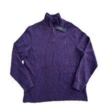 New Polo Ralph Lauren Mens 1/4 Zip Sweater Raisin Heather Sz L NWT