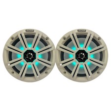 Kicker 8" 300 Watt 2-Way MultiColor LED Boat Audio Speaker Pair w/White Grille