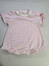 Vintage Health-Tex Baby Romper Pink White Floral Print Snap Bottom USA 3 Mos