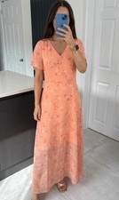 Unbranded Dress Size Medium Peachy Orange Floral Summer Maxi Midi