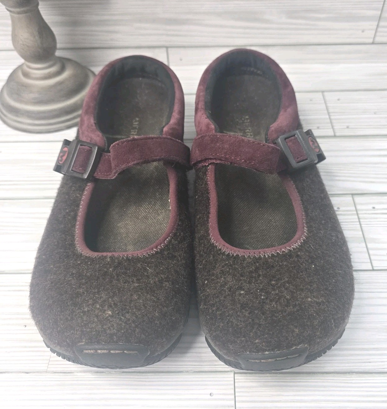 Scarpe Merrell donna taglia 7 Encore marrone lana Mary Jane zoccoli mules orto comode