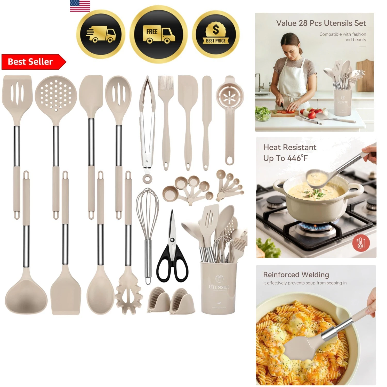 Silicone Cooking Utensils Set 28 Pcs Kitchen Gadgets Heat Resistant Food Grade
Opens in a new window