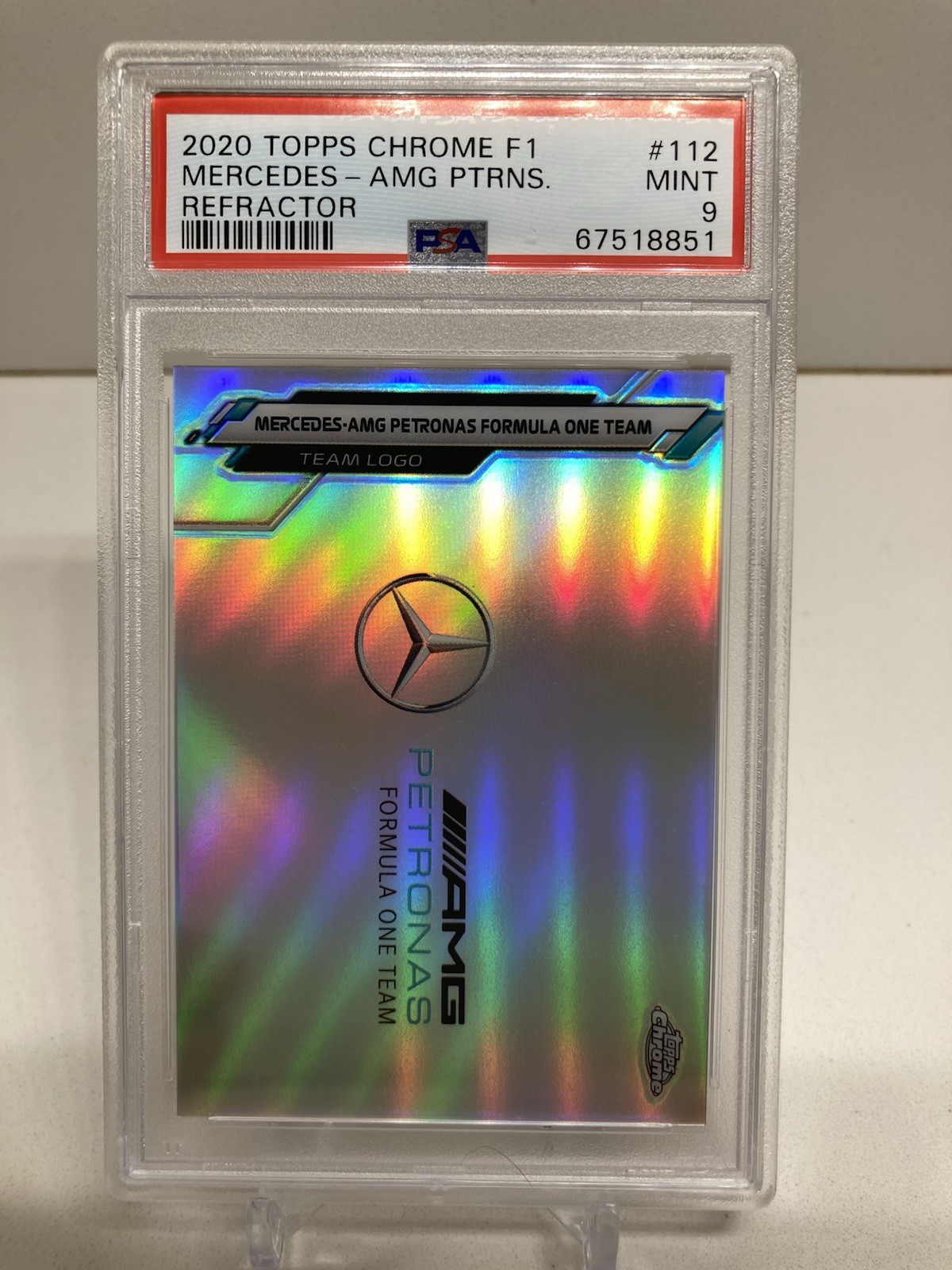 MERCEDES LOGO 2020 TOPPS CHROME FORMULA 1 Refractor #112 PSA 9 MERCEDES