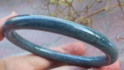 Certified Black Natural A JADE Jadeite Circle Bangle Bracelet 68mm 手镯 736211