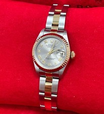 ROLEX DATEJUST 69173 TWO TONE SILVER ROMAN DIAL 26MM NO HOLES WITH BOX 1997-1998