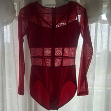 Weissman Womens Red Long Sleeve Dance Leotard Size MA