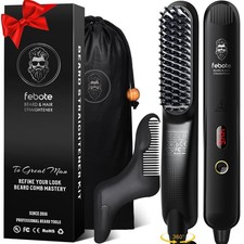 Heated Ionic Hair Beard Straightening Brush for Men with 5 Temp Settings