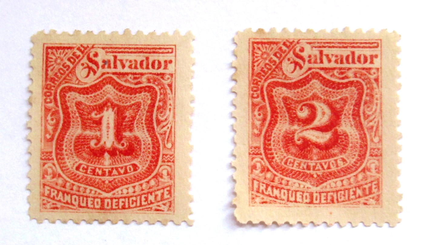 El Salvador 2 Stamps Scott 6J17 J18 Postage Due 1896 Unused NG
