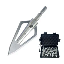 12Pcs Piercing Bone Broadheads 100 Grain Hunting Compound Bow Crossbow Flat Tips