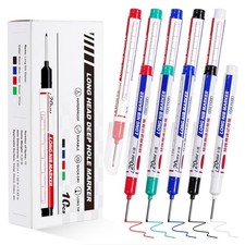 10 PCS Long Head Deep Hole Marker Pens, 20 MM Long Nib Marker for Metal, Mult...