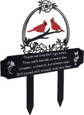 Cardinal Grave Decoration for Cemetery, Metal Tombstone Memorial Marker with Poe