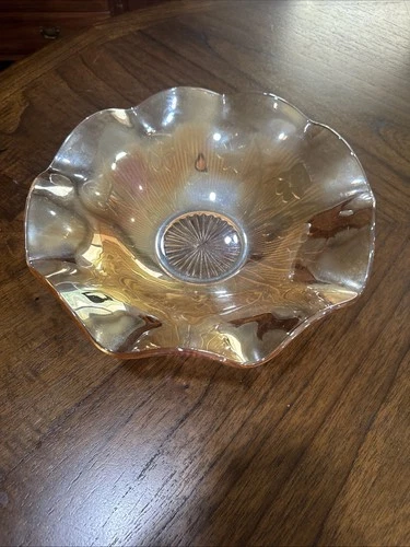 Vintage Iris Marigold Scalloped Edge Bowl 11 1/2"