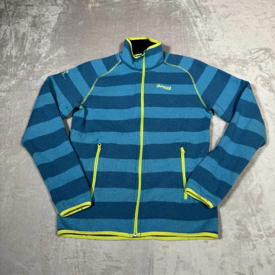 BERGANS OF NORWAY Jacket Mens Medium Blue Full Zip Wool Blend Perkium JKT - Image 4 of 4