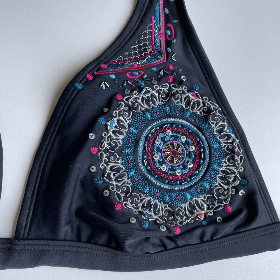 Винтажный Y2K MUDD блестки плавать бикини верхний женский размер XL цветной курорт отпуск - Изображение 3 из 4