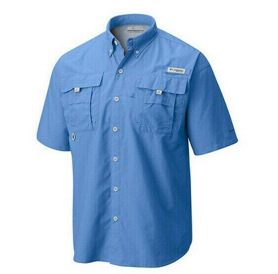 Chemise De Pêche Columbia PFG Bahama II – Homme, Big 1X, Bleue, UPF 30, Manches Courtes (neuve)