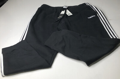 Adidas Men's Black with 3 White  Stripes Tapered Sweat Pants, 2 XL -DQ3095