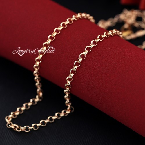 Unisex Tbar Fob Belcher Chain Shield Necklace In Solid 9ct Rose Gold - Foto 4