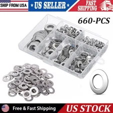 660PCS 304 Stainless Steel Washers Flat Washer Assortment Set/Kit 6 Sizes