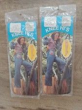 Vintage Opaque KNEE HI'S Beige Nylon Stockings Hose 1970s Qty 2 Pks Advertising