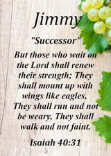 Jimmy "Successor" Keepsake Name Meaning Card with Bible Verse