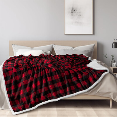 Fleece Blanket Buffalo Plaid Blanket King Red And Black Red