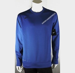 NIKE NEW MENS THERMA FIT KO TEAM LONG SLEEVE FLEECE TRAINING CREW NECK BLUE NWT | eBay