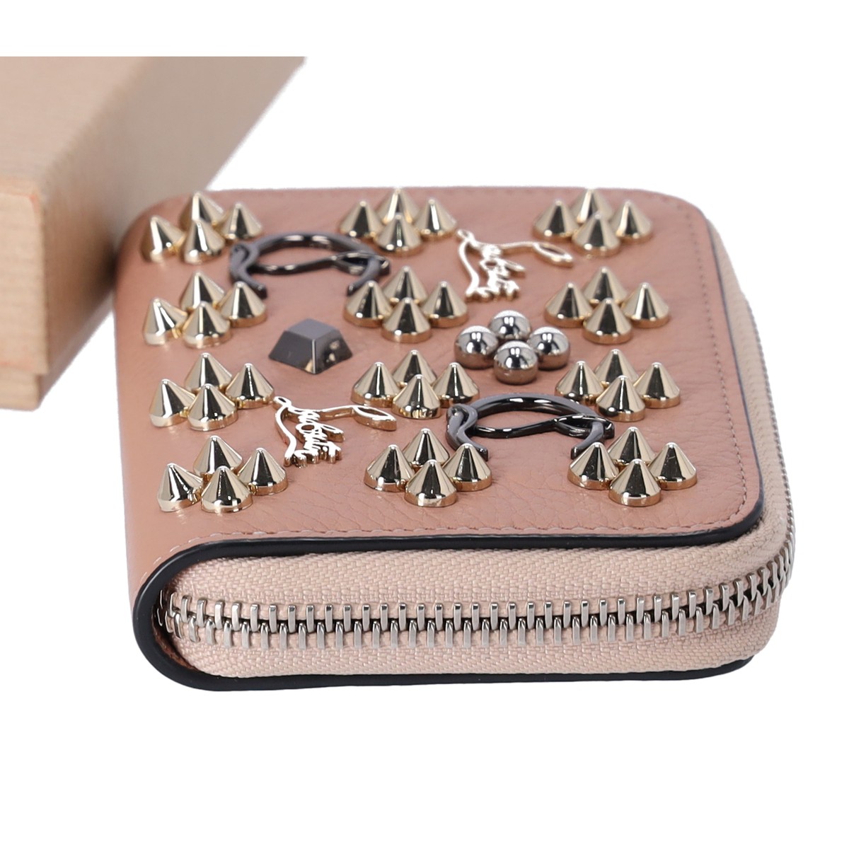 Christian Louboutin Panettone Coin Case 3175223 Beige Gold Leather