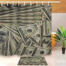 Banknotes Waterproof Bathroom Polyester Shower Curtain Liner Water Resistant