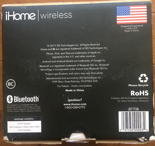 ihome speaker ibt70