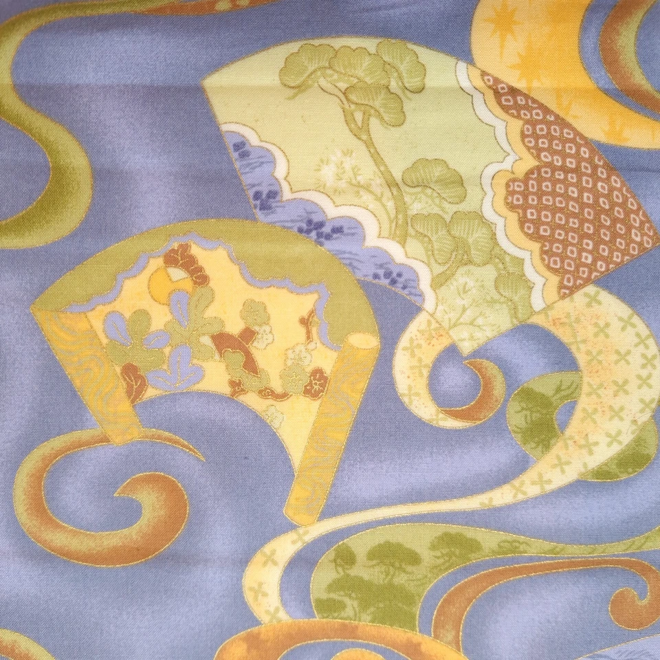 Swirls Fans Amarillo Púrpura M'Liss Rae Hawley 2005 ITB Acolchado Tela de Algodón BTHY Foto 2 de 4