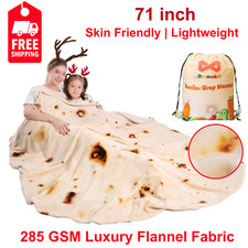 Round 71 Inches Burrito Blanket, Soft Taco Tortilla Wrap Throw for Adults Kids