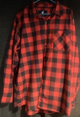 Vtg Rocawear Button Down Shirt Red Blue Checkered RW Logo On Chest Pocket