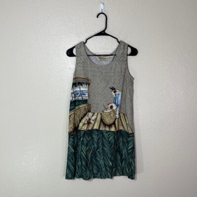 Tori Richard Dress Womens Small Hawaiian Mini Rayon Sleeveless Beach Art Pool