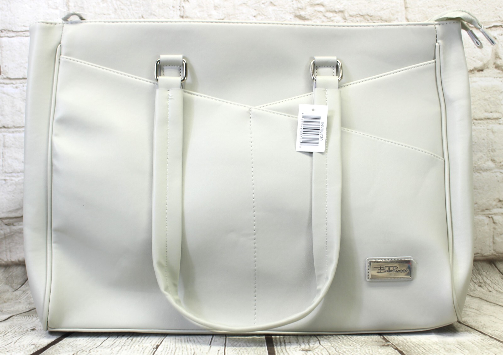 BELLA RUSSO Extra Large Purse TOTE LAPTOP BAG Shoulder Bag TRAVEL Grey 2 ZIPPERS