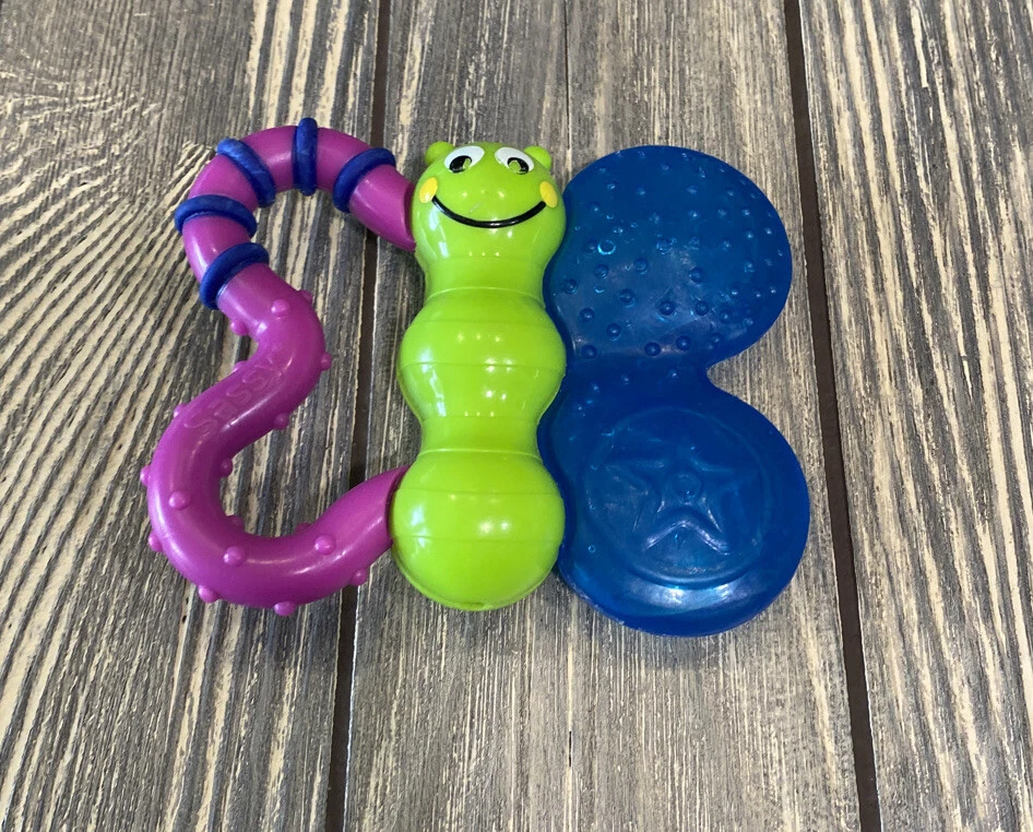 Sassy Purple Green Blue Butterfly Teether Baby Toy 5 eBay