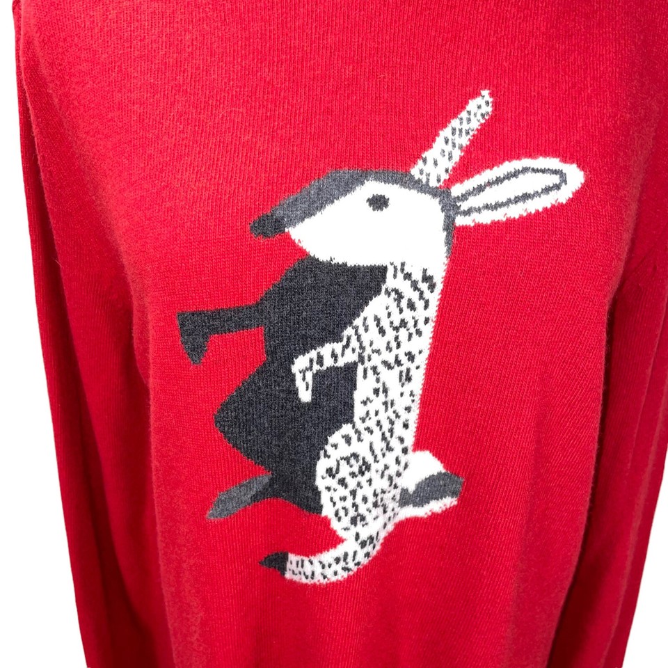 NWT Barbour x Bella Fraud Red Bunny Rabbit Merino Cashmere Hoodie ...