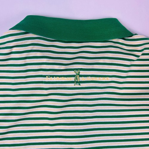 Fairway & Greene Golf Polo Mens size Large Green White Striped - Picture 8 of 9