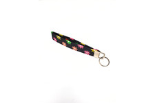 Multi Color Black Key Chain Cotton Fabric Wristlet Key Fob with Key Ring New