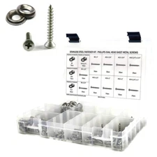 Stainless Steel Phillips Oval Head Sheet Metal Screw Kit with Cup Washers 501pcs