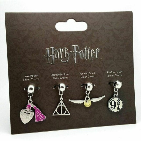 Official Harry Potter Silver Plated Spell Bead Charm Set (pack of 4