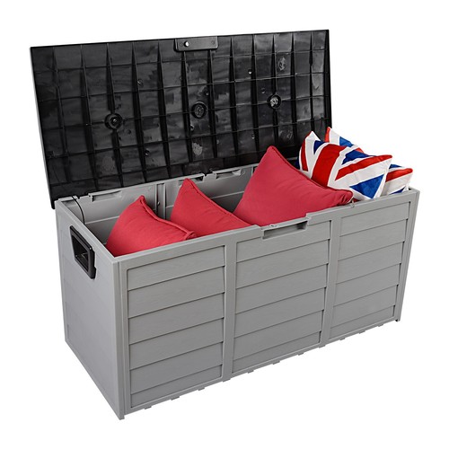 Outdoor Garden Plastic Storage Deck Box Chest Tools Cushions Lockable Seat 260L - Picture 12 of 45