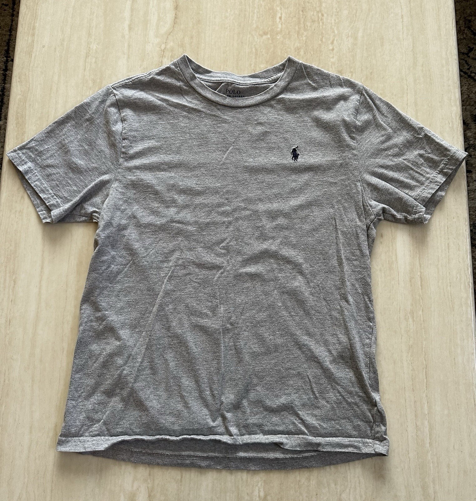 T shirt ragazzo Ralph Lauren manica corta piccolo logo pony grigio taglia large 14 16