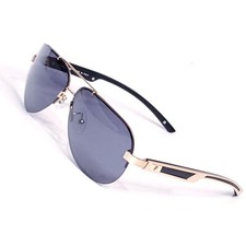 POLICE SUNGLASSES VTG ITALIAN MFG AVIATOR GOLD BLACK FRAME POLARIZED LENS