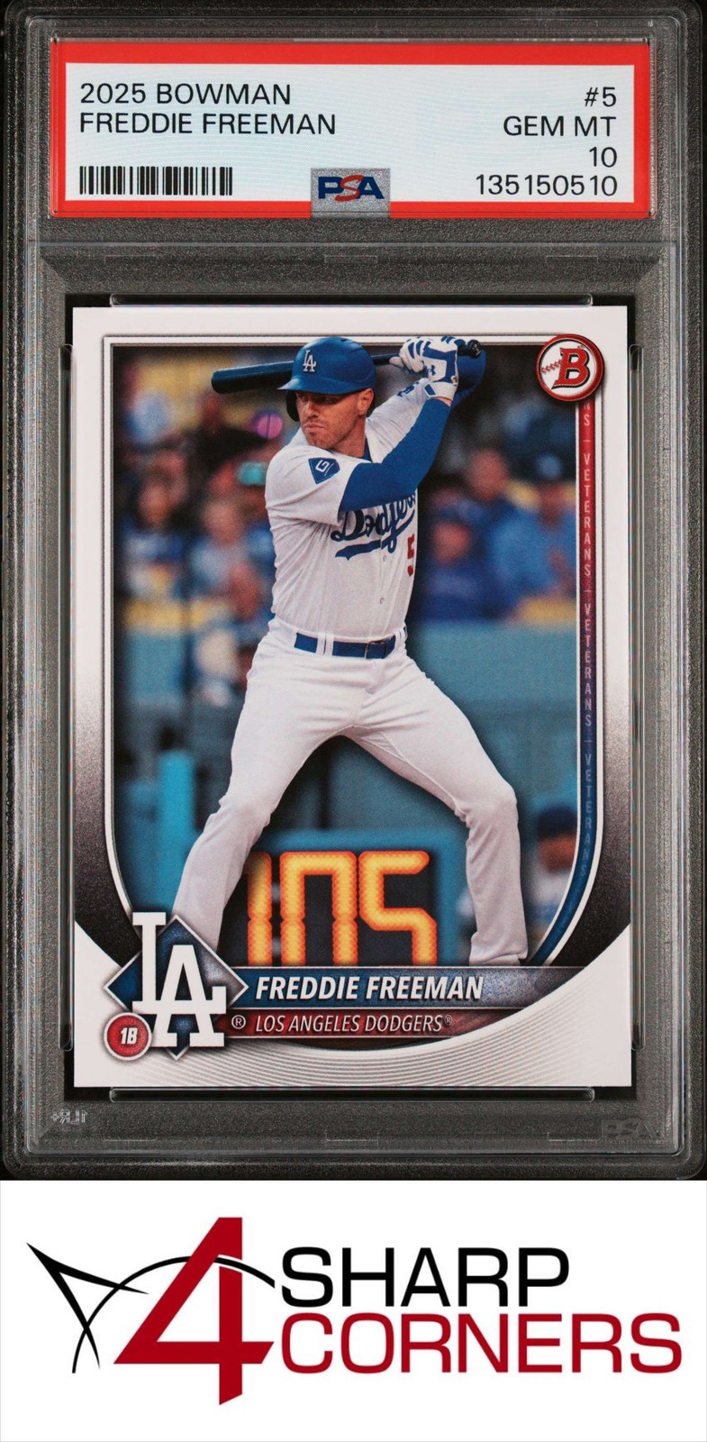 2025 BOWMAN #5 FREDDIE FREEMAN DODGERS PSA 10 view 1
