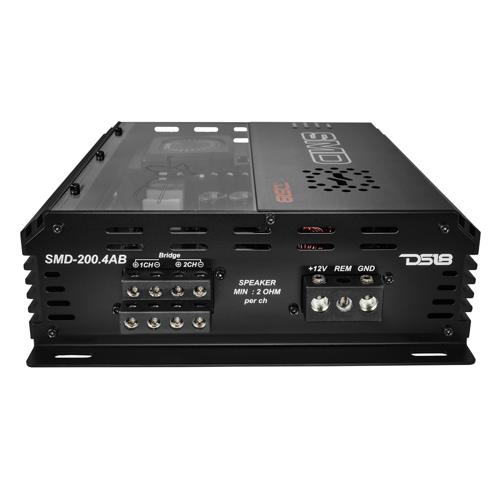 DS18 SMD 4-Channel Class AB Amplifier with VM-1 Voltmeter and Digital LED Lights