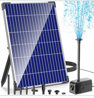 Biling Solar Springbrunnen Für Außen, 12W Solar Teichpumpe 605L/H Leise Mit 4 Dü